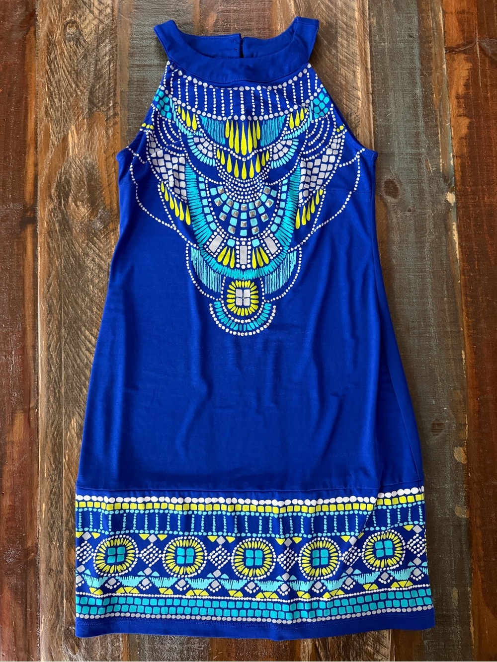 Apt. 9 Women’s XS Blue Sleeveless Geometric Pattern Sheath Dress | SKU 0177